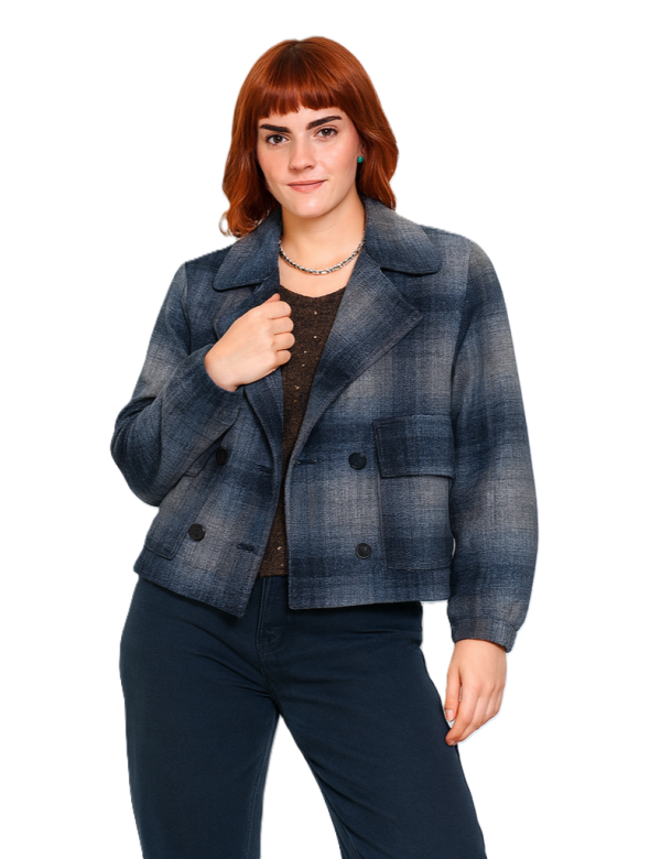 Veste courte à carreaux femme avec remise de -50% | MisterPrice.fr