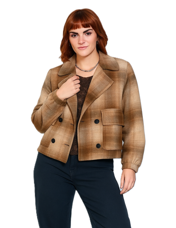 Veste courte à carreaux femme avec remise déstockage | DestockEnLive