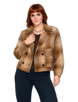 Veste courte à carreaux femme avec remise déstockage | DestockEnLive