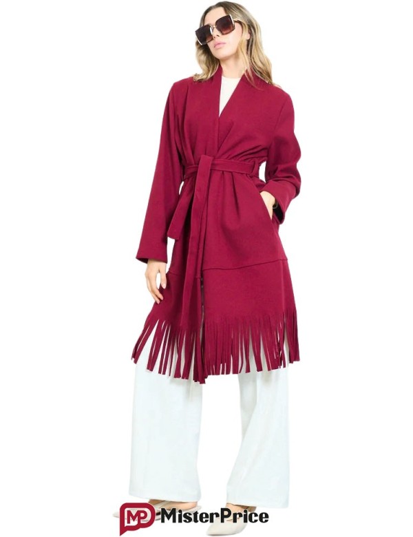 Manteau long frangé ceinturé femme à petit prix | Mister Price France