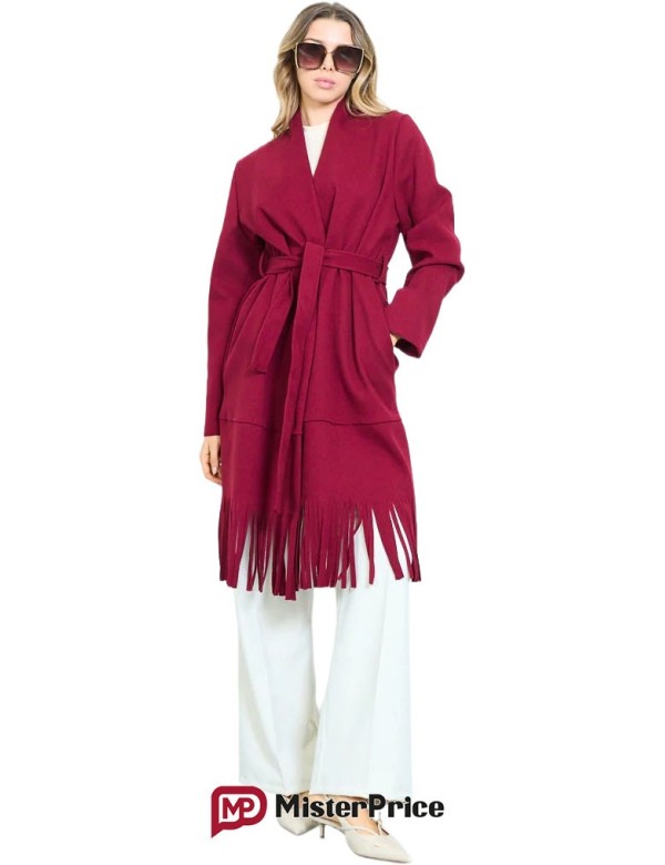 Manteau long frangé ceinturé femme à petit prix | Mister Price France