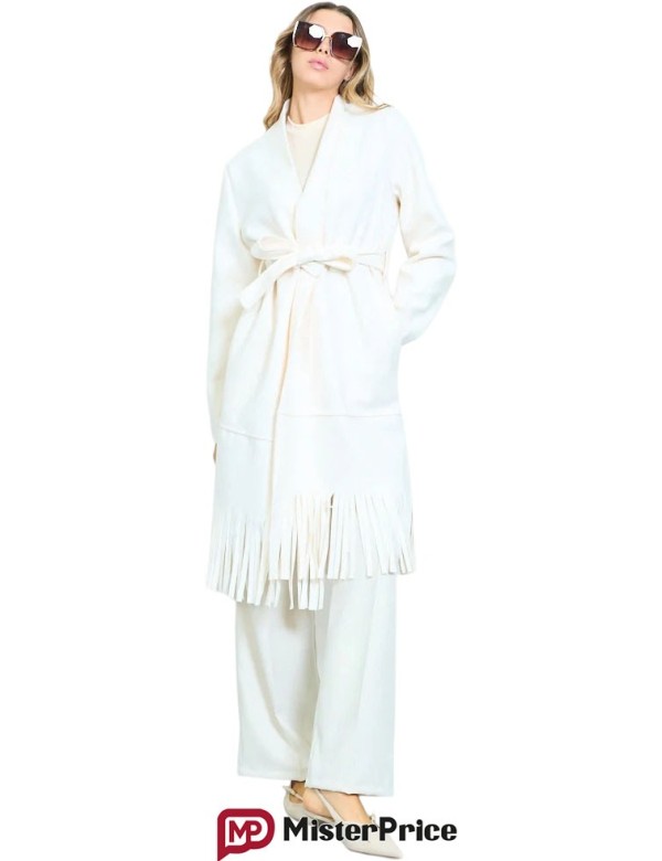 Manteau long frangé ceinturé femme à petit prix | Mister Price France