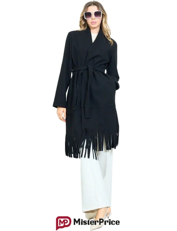 Manteau long frangé ceinturé femme à petit prix | Mister Price France