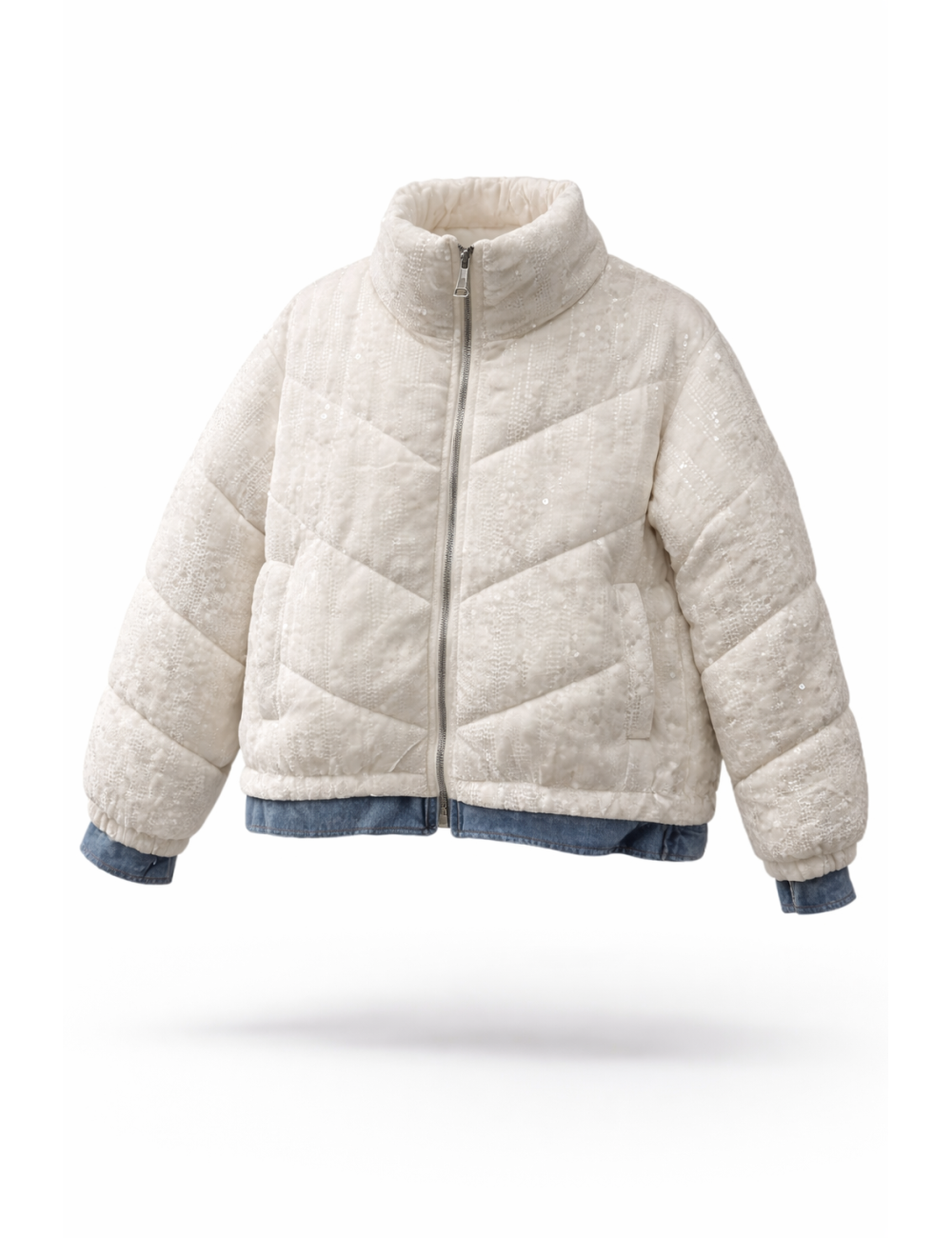 Veste Doudoune Bimatière Velours Sequin & Jean | MisterPrice.fr