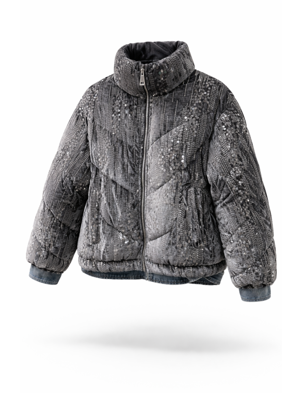 Veste Doudoune Bimatière Velours Sequin & Jean | MisterPrice.fr