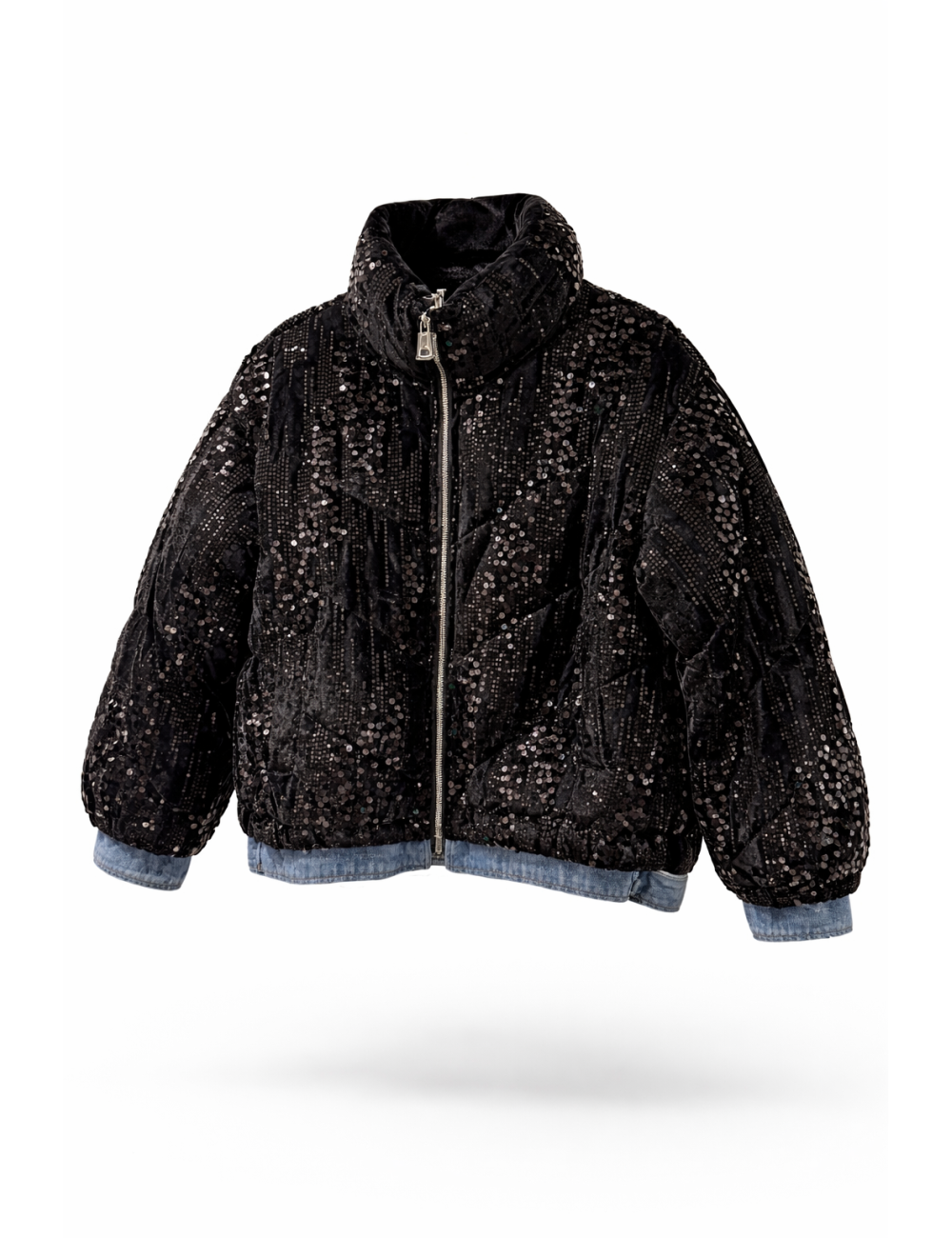 Veste Doudoune Bimatière Velours Sequin & Jean | MisterPrice.fr