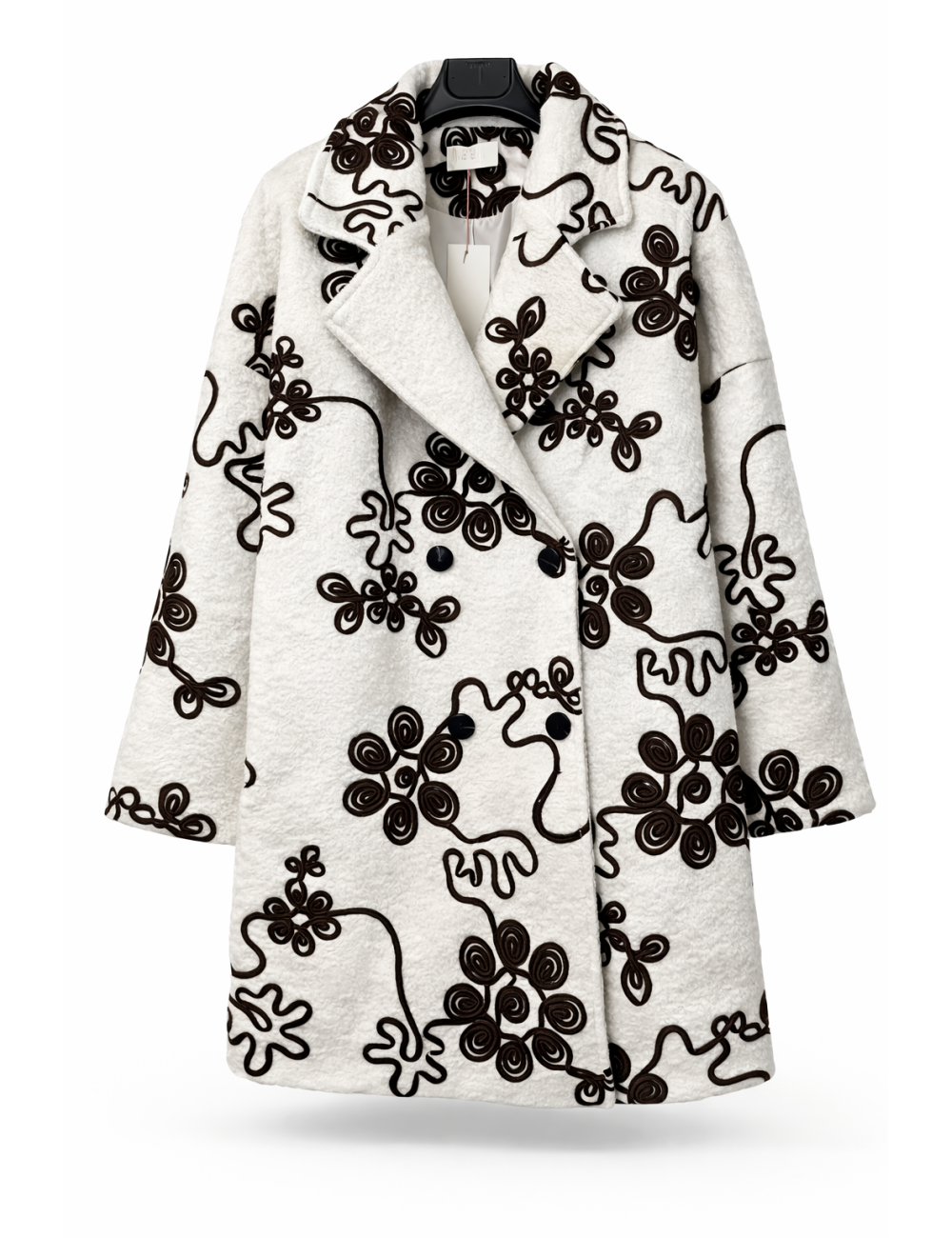 Manteaux 3/4 Brodé fleurs, Manteau Pas Cher | DestockEnLive.com