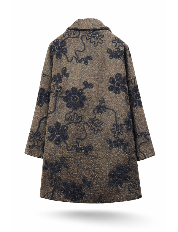 Manteaux 3/4 Brodé fleurs, Manteau Pas Cher | DestockEnLive.com