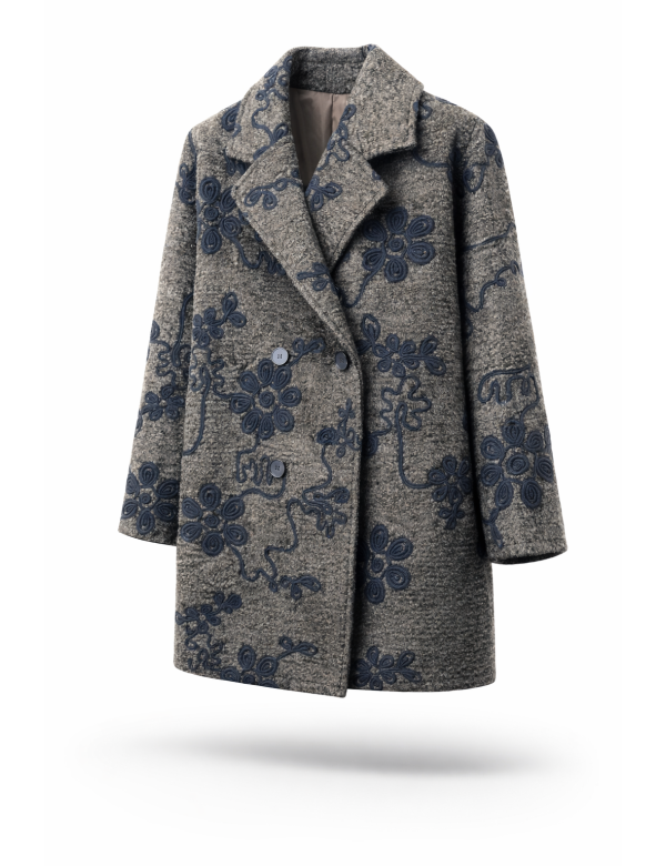 Manteaux 3/4 Brodé fleurs, Manteau Pas Cher | DestockEnLive.com