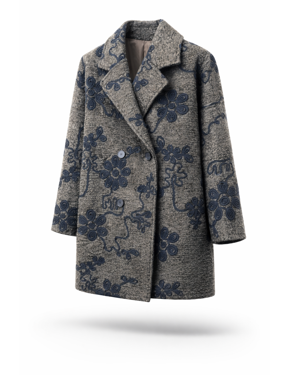 Manteaux 3/4 Brodé fleurs, Manteau Pas Cher | DestockEnLive.com
