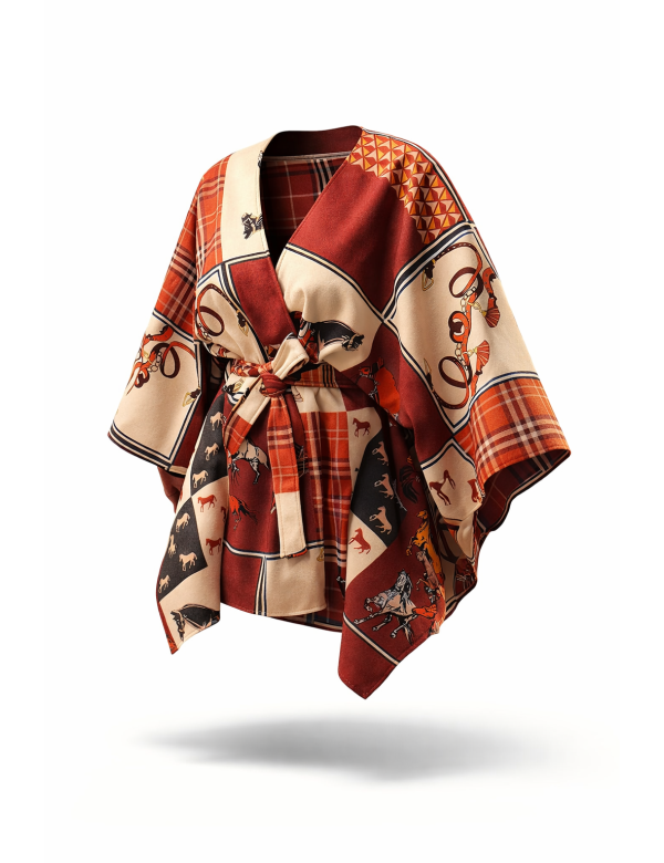 Cape femme imprimée avec ceinture pas cher| MisterPrice.fr