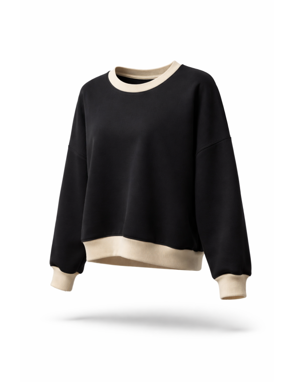 Pull femme noir oversize molletonné ultra chaud | Destockenlive.com