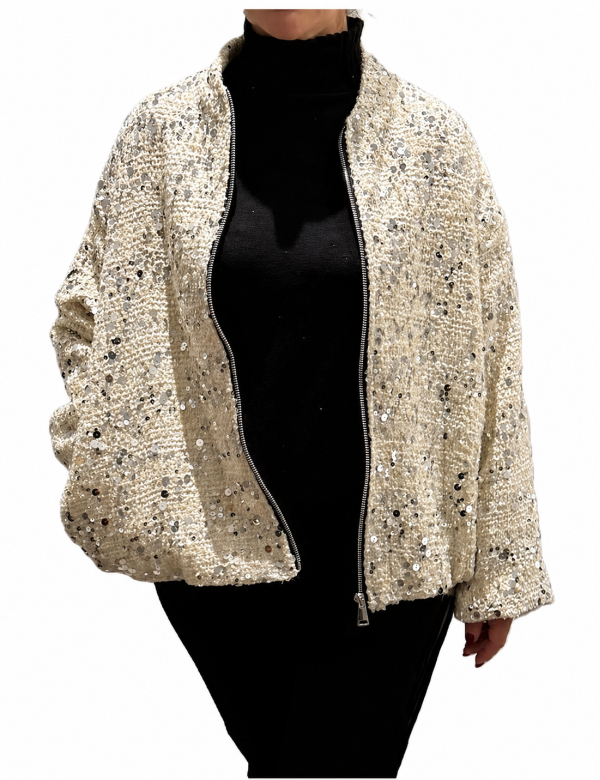 Bomber scintillant femme, veste pas cher pour les fêtes | DestockEnLive.com