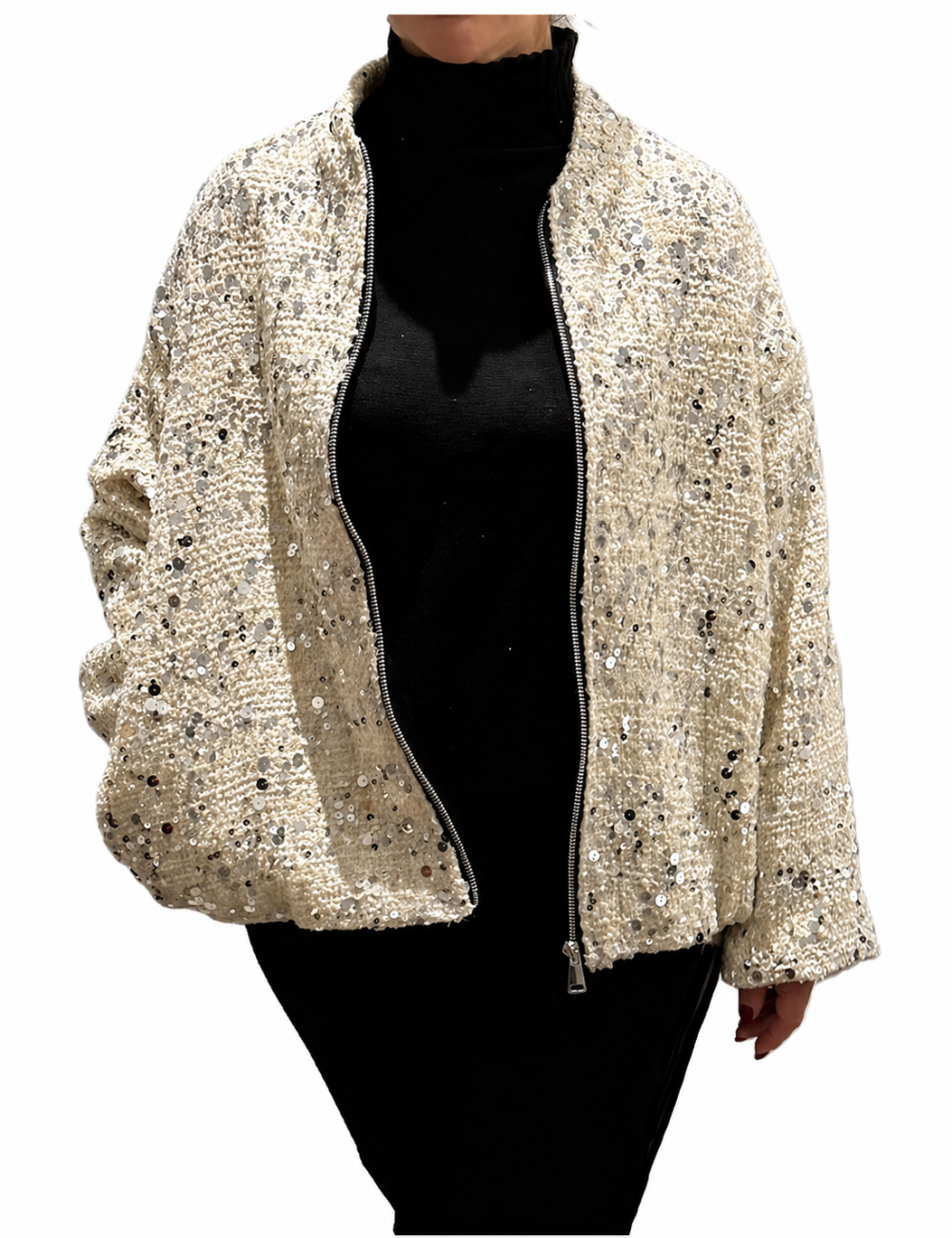 Bomber scintillant femme, veste pas cher pour les fêtes | DestockEnLive.com