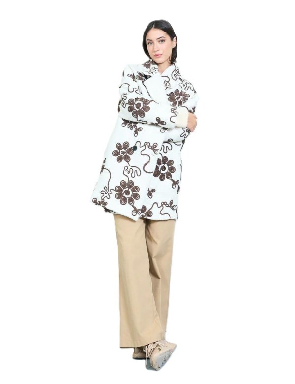 Manteaux 3/4 Brodé fleurs, Manteau Pas Cher | DestockEnLive.com