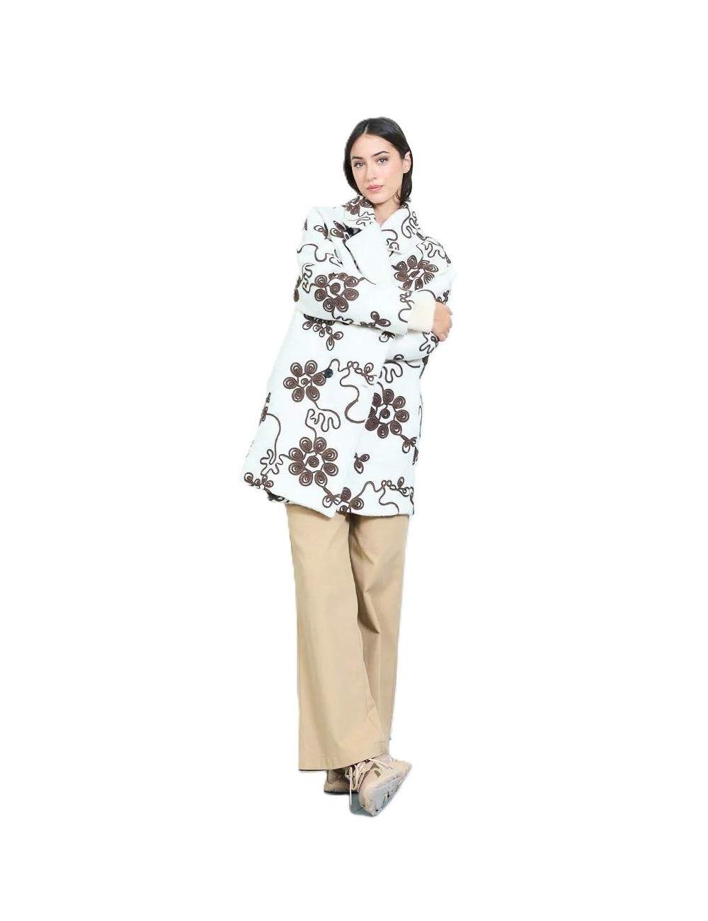 Manteaux 3/4 Brodé fleurs, Manteau Pas Cher | DestockEnLive.com