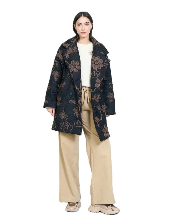 Manteaux 3/4 Brodé fleurs, Manteau Pas Cher | DestockEnLive.com