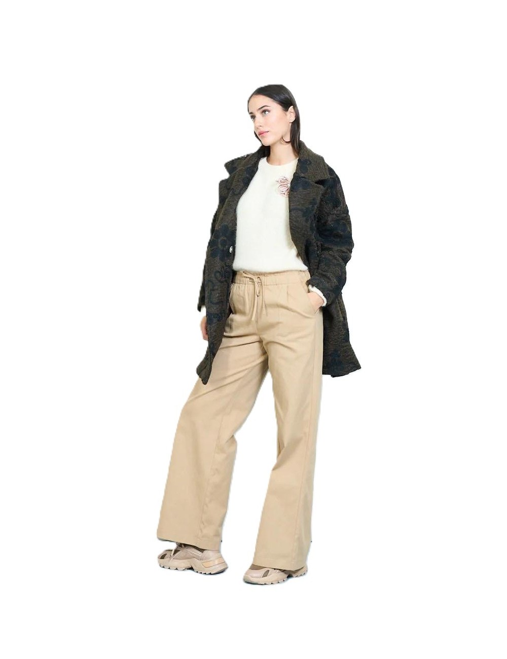 Manteaux 3/4 Brodé fleurs, Manteau Pas Cher | DestockEnLive.com