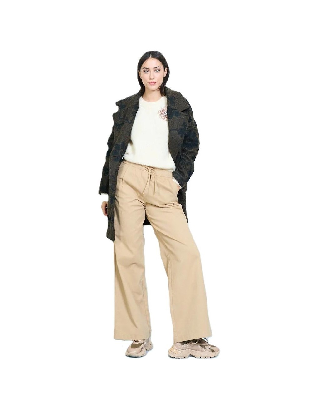 Manteaux 3/4 Brodé fleurs, Manteau Pas Cher | DestockEnLive.com