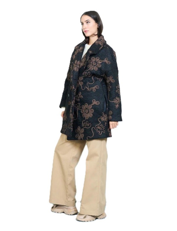 Manteaux 3/4 Brodé fleurs, Manteau Pas Cher | DestockEnLive.com