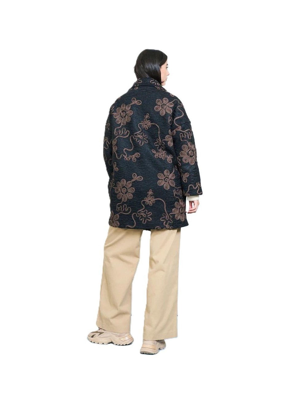 Manteaux 3/4 Brodé fleurs, Manteau Pas Cher | DestockEnLive.com