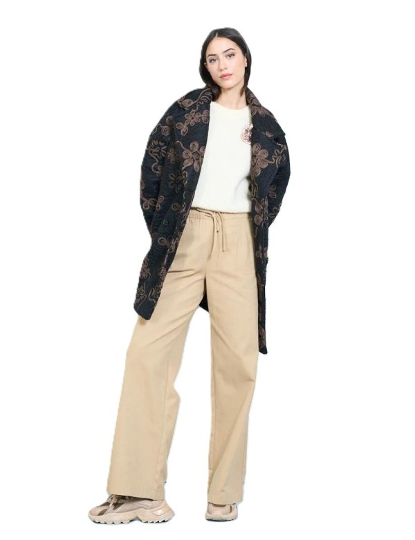Manteaux 3/4 Brodé fleurs, Manteau Pas Cher | DestockEnLive.com