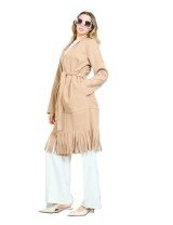 Manteau long frangé ceinturé femme à petit prix | DestockEnLive.com
