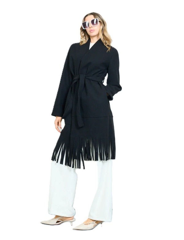 Manteau long frangé ceinturé femme à petit prix | DestockEnLive.com