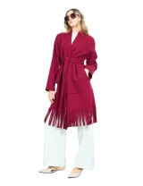 Manteau long frangé ceinturé femme à petit prix | DestockEnLive.com