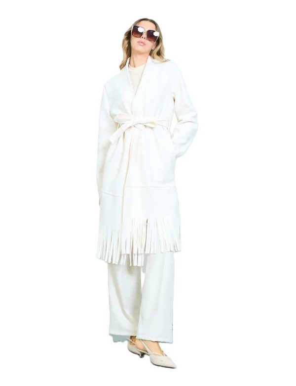 Manteau long frangé ceinturé femme à petit prix | DestockEnLive.com