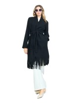 Manteau long frangé ceinturé femme à petit prix | DestockEnLive.com