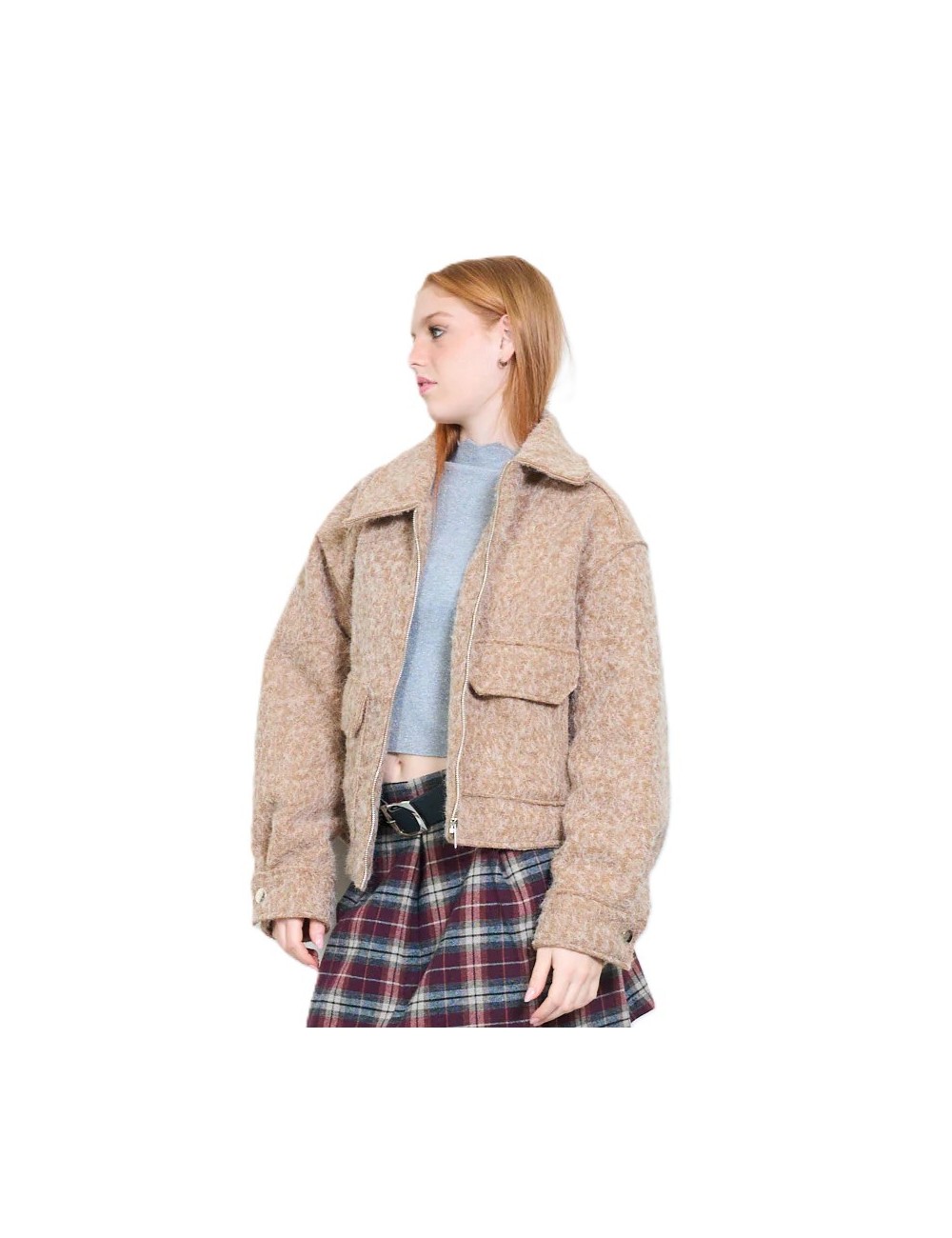 Veste Zippée Bouclée, Manteau Femme Hiver | DestockEnLive.com