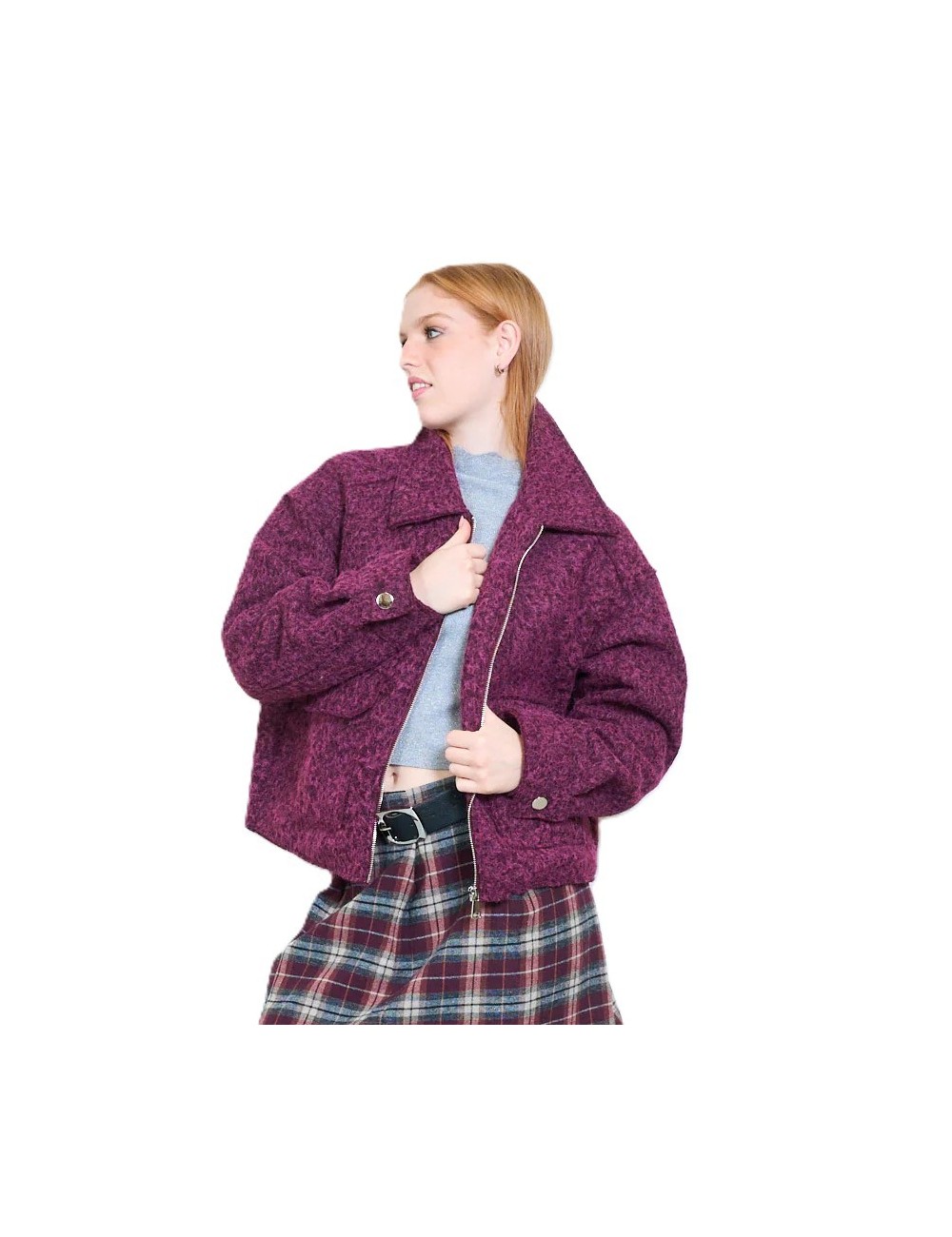 Veste Zippée Bouclée, Manteau Femme Hiver | DestockEnLive.com