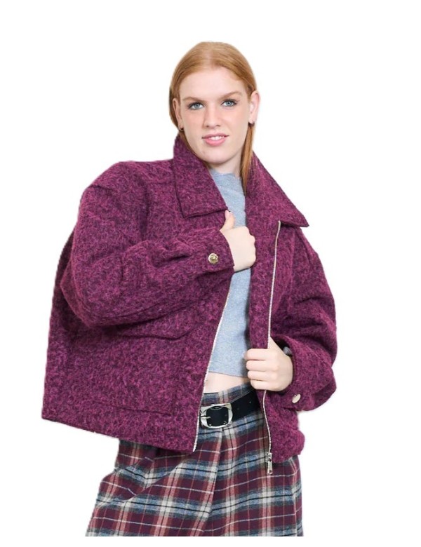 Veste Zippée Bouclée, Manteau Femme Hiver | DestockEnLive.com
