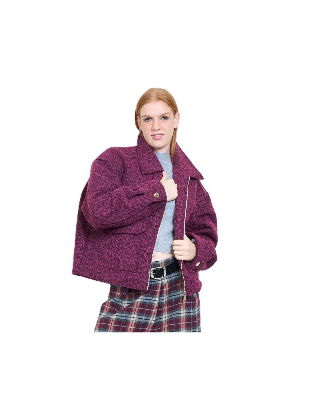 Veste Zippée Bouclée, Manteau Femme Hiver | DestockEnLive.com