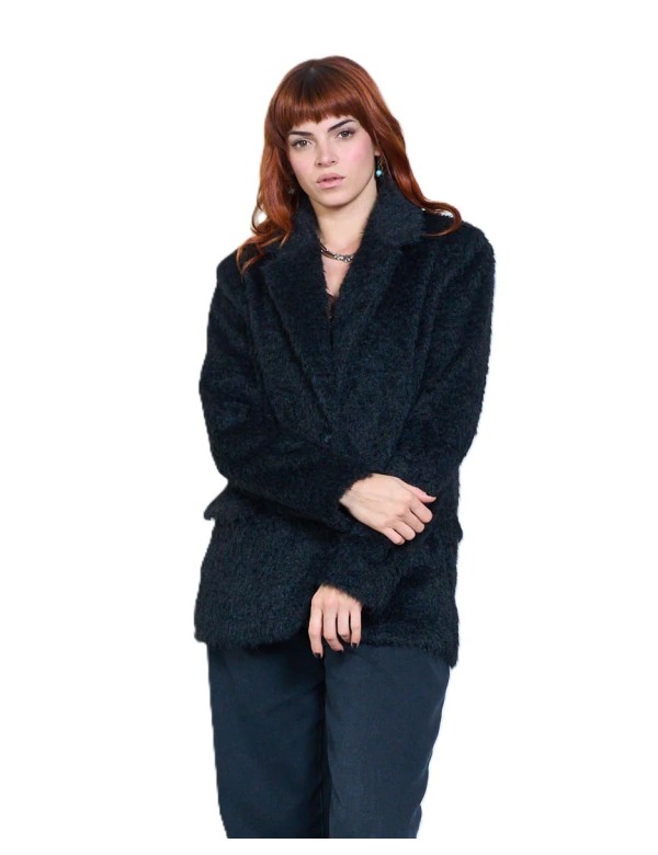Blazer Effet Fourrure Doux Femme, Veste Hiver Pas cher | DestockEnLive