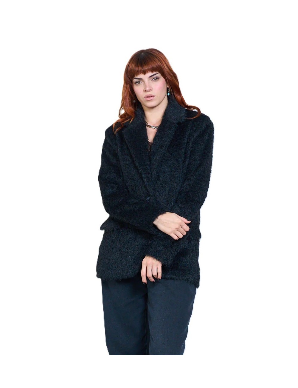 Blazer Effet Fourrure Doux Femme, Veste Hiver Pas cher | DestockEnLive