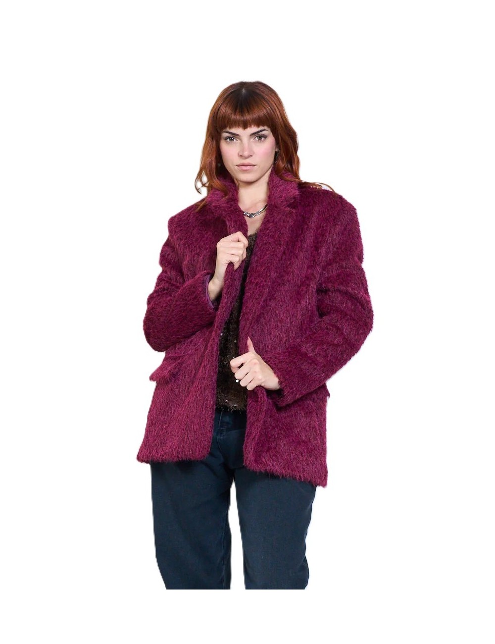 Blazer Effet Fourrure Doux Femme, Veste Hiver Pas cher | DestockEnLive