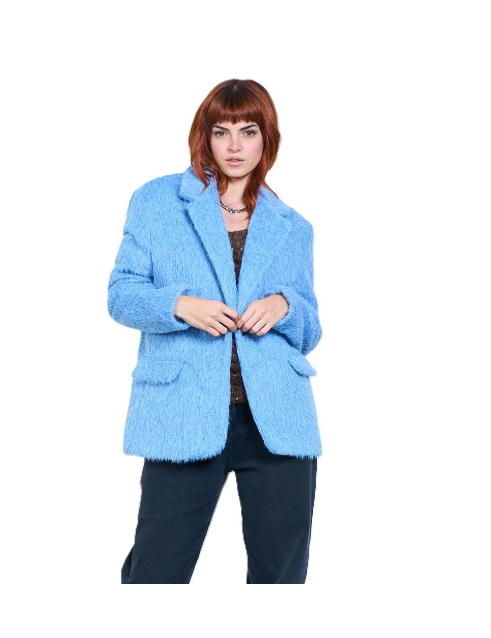 Blazer Effet Fourrure Doux Femme, Veste Hiver Pas cher | DestockEnLive
