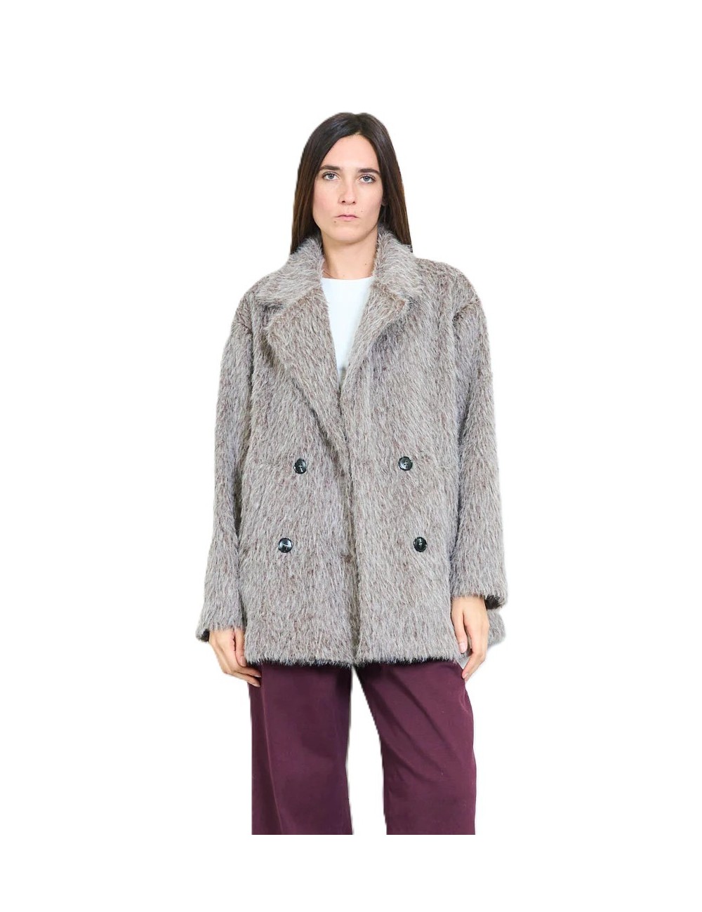 Veste Croisée Fourrure Synthétique Hiver Pas cher | DestockEnLive.com