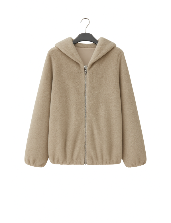 Manteau Long 3/4 Fourrure synthétique Zippée à Capuche | DestockEnLive