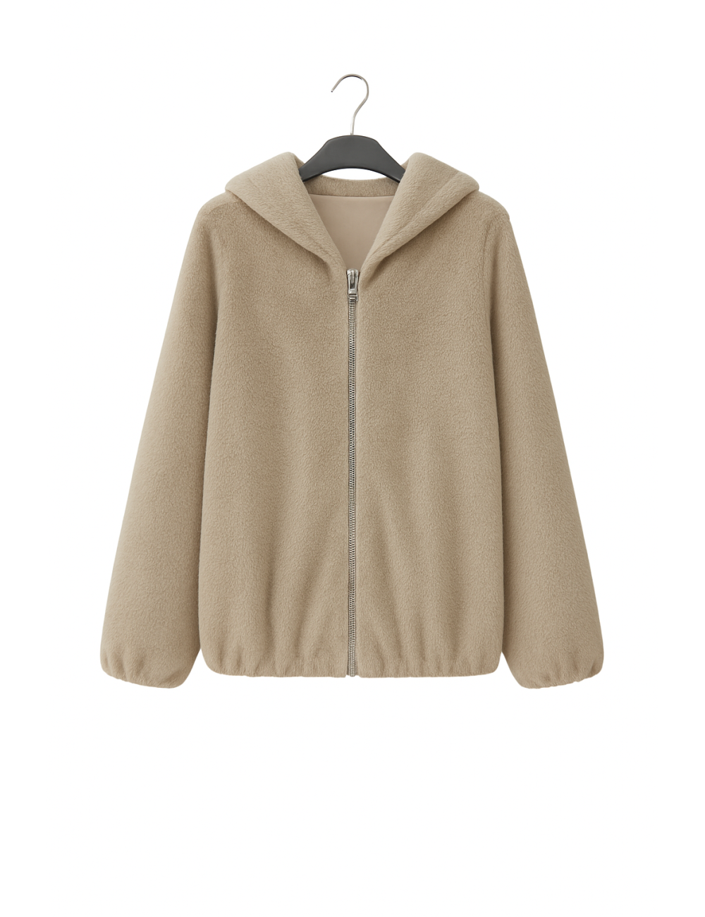 Manteau Long 3/4 Fourrure synthétique Zippée à Capuche | DestockEnLive
