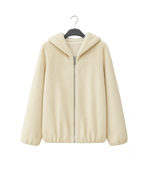 Manteau Long 3/4 Fourrure synthétique Zippée à Capuche | DestockEnLive