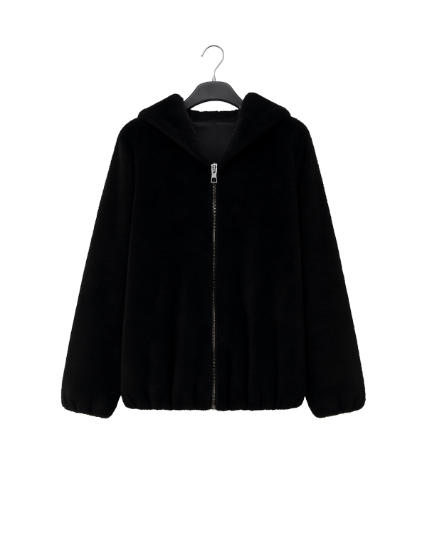 Manteau Long 3/4 Fourrure synthétique Zippée à Capuche | DestockEnLive