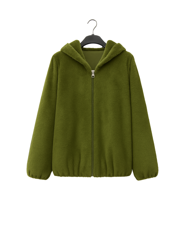Manteau Long 3/4 Fourrure synthétique Zippée à Capuche | DestockEnLive