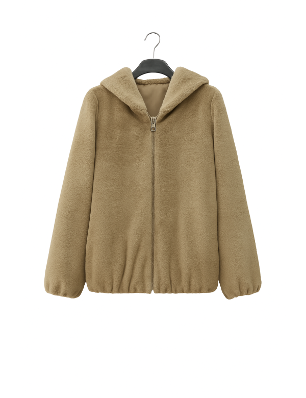 Manteau Long 3/4 Fourrure synthétique Zippée à Capuche | DestockEnLive