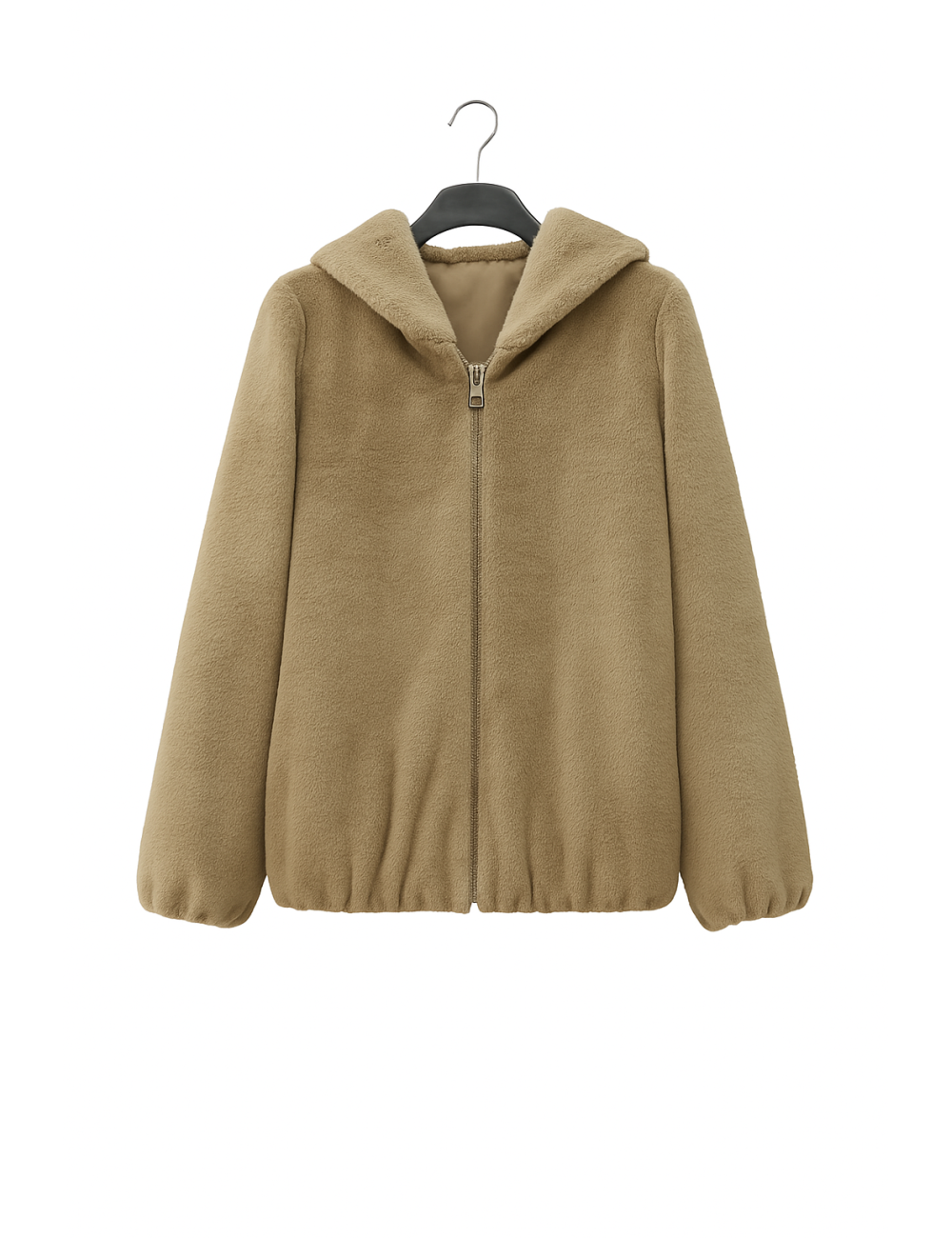 Manteau Long 3/4 Fourrure synthétique Zippée à Capuche | DestockEnLive