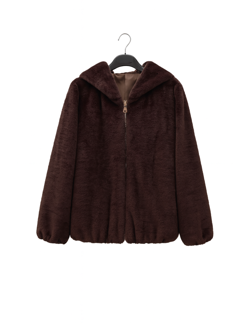 Manteau Long 3/4 Fourrure synthétique Zippée à Capuche | DestockEnLive