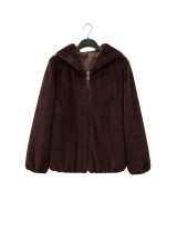 Manteau Long 3/4 Fourrure synthétique Zippée à Capuche | DestockEnLive